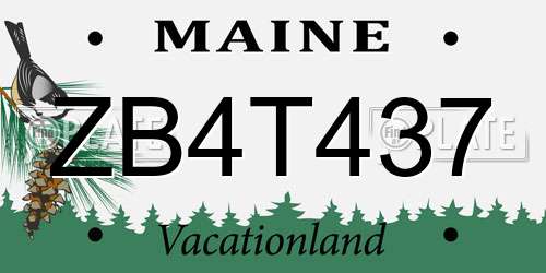 ZB4T437 Maine License Plate