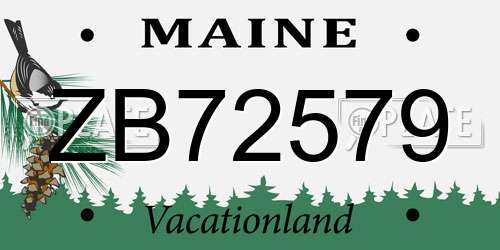ZB72579 Maine License Plate