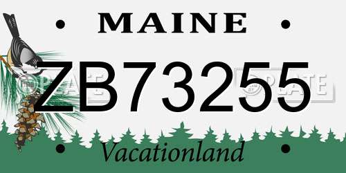 ZB73255 Maine License Plate