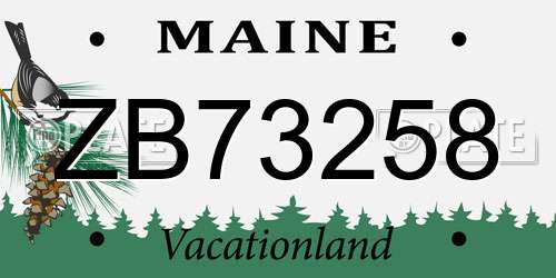 ZB73258 Maine License Plate