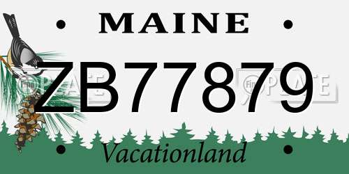 ZB77879 Maine License Plate