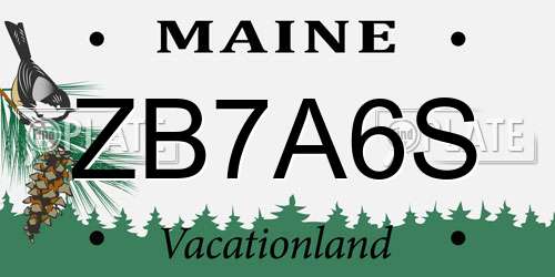 ZB7A6S Maine License Plate