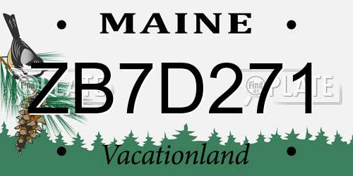 ZB7D271 Maine License Plate