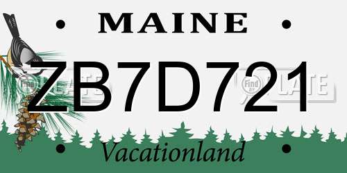 ZB7D721 Maine License Plate