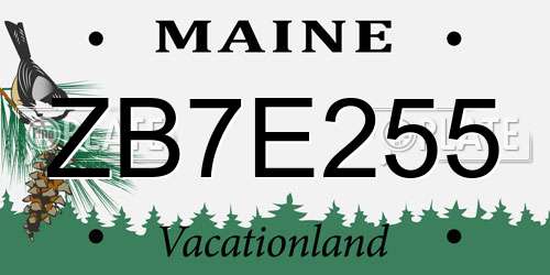 ZB7E255 Maine License Plate