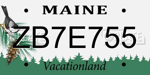 ZB7E755 Maine License Plate