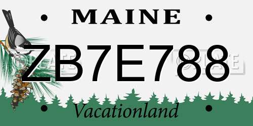 ZB7E788 Maine License Plate