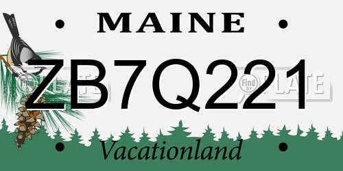 ZB7Q221 Maine License Plate