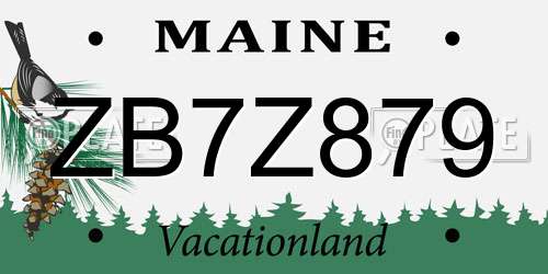 ZB7Z879 Maine License Plate