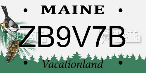 ZB9V7B Maine License Plate