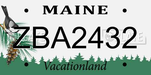 ZBA2432 Maine License Plate