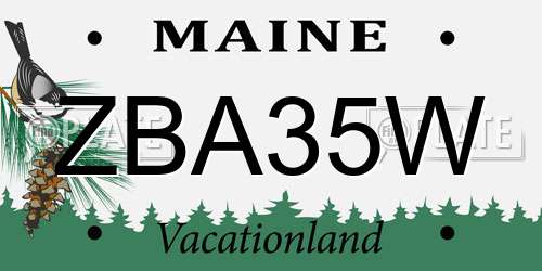 ZBA35W Maine License Plate