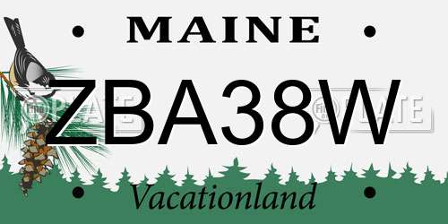 ZBA38W Maine License Plate