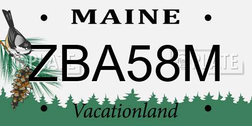 ZBA58M Maine License Plate