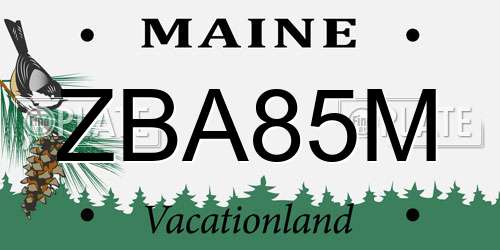ZBA85M Maine License Plate