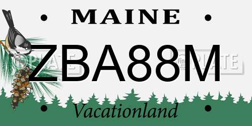 ZBA88M Maine License Plate