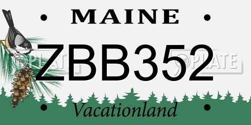 ZBB352 Maine License Plate