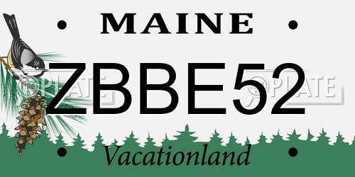 ZBBE52 Maine License Plate