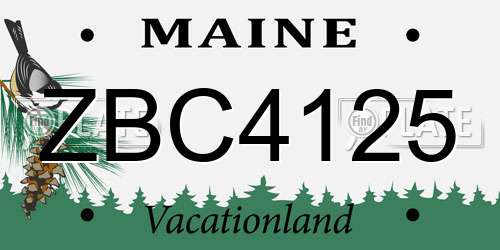 ZBC4125 Maine License Plate