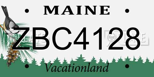 ZBC4128 Maine License Plate