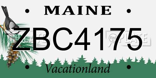 ZBC4175 Maine License Plate