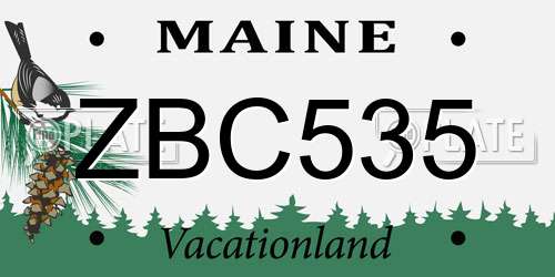 ZBC535 Maine License Plate