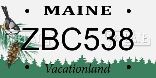 ZBC538 Maine License Plate