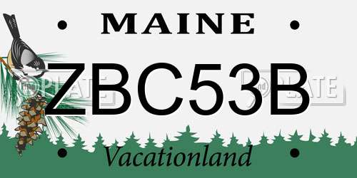 ZBC53B Maine License Plate
