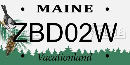 ZBD02W Maine License Plate