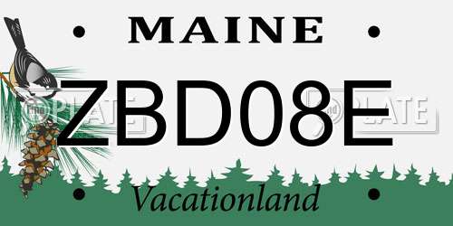 ZBD08E Maine License Plate