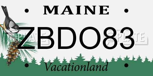 ZBDO83 Maine License Plate