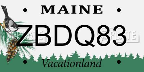 ZBDQ83 Maine License Plate