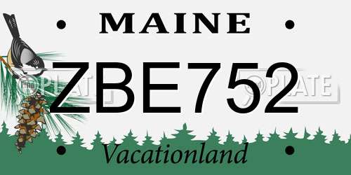 ZBE752 Maine License Plate