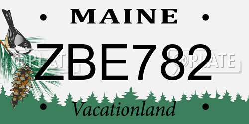 ZBE782 Maine License Plate
