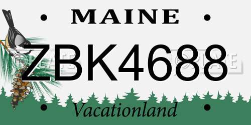 ZBK4688 Maine License Plate