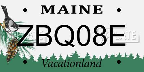 ZBQ08E Maine License Plate