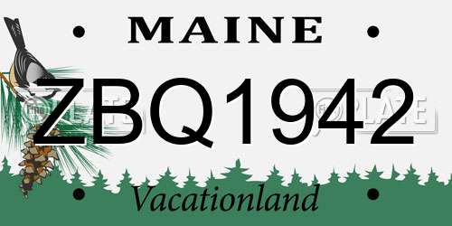 ZBQ1942 Maine License Plate