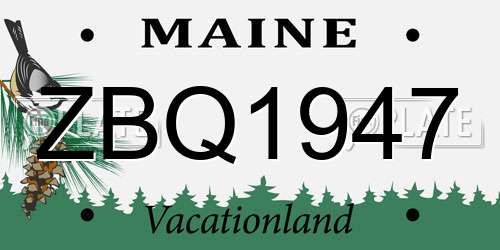 ZBQ1947 Maine License Plate