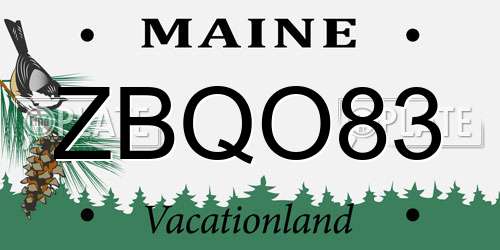 ZBQO83 Maine License Plate