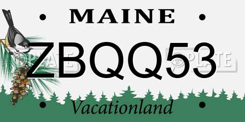 ZBQQ53 Maine License Plate