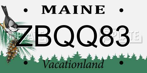 ZBQQ83 Maine License Plate