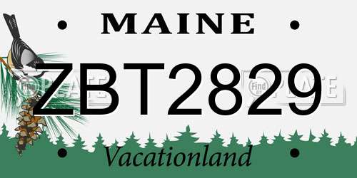 ZBT2829 Maine License Plate