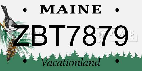 ZBT7879 Maine License Plate