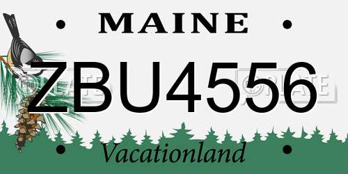 ZBU4556 Maine License Plate