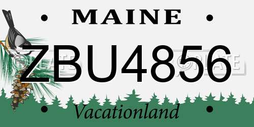 ZBU4856 Maine License Plate