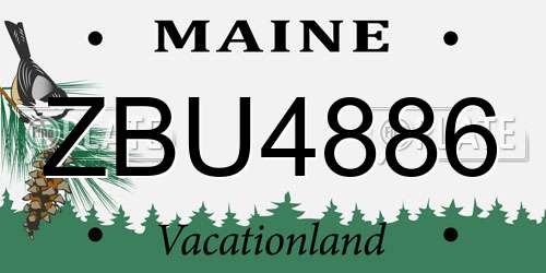 ZBU4886 Maine License Plate