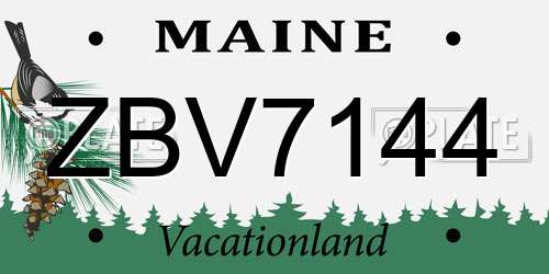 ZBV7144 Maine License Plate