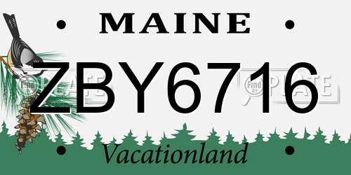 ZBY6716 Maine License Plate