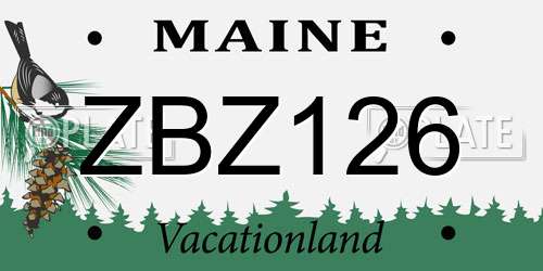 ZBZ126 Maine License Plate