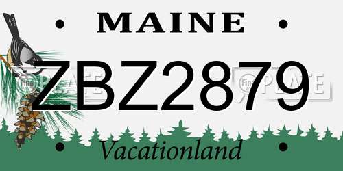 ZBZ2879 Maine License Plate